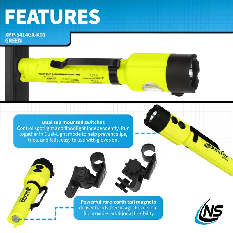 Nightstick XPP-5414GX-K01 Intrinsically Safe Flashlights, Green/Black - Image 3